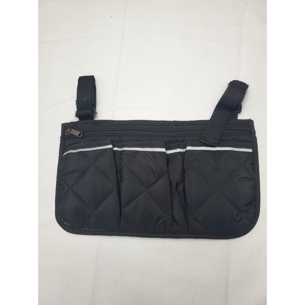 Wheelchair Side Bag, Waterproof Armrest Pouch Bag with Bright Line Black Storage